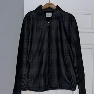 Plaid Printed Zip Up Long Sleeve Jacket